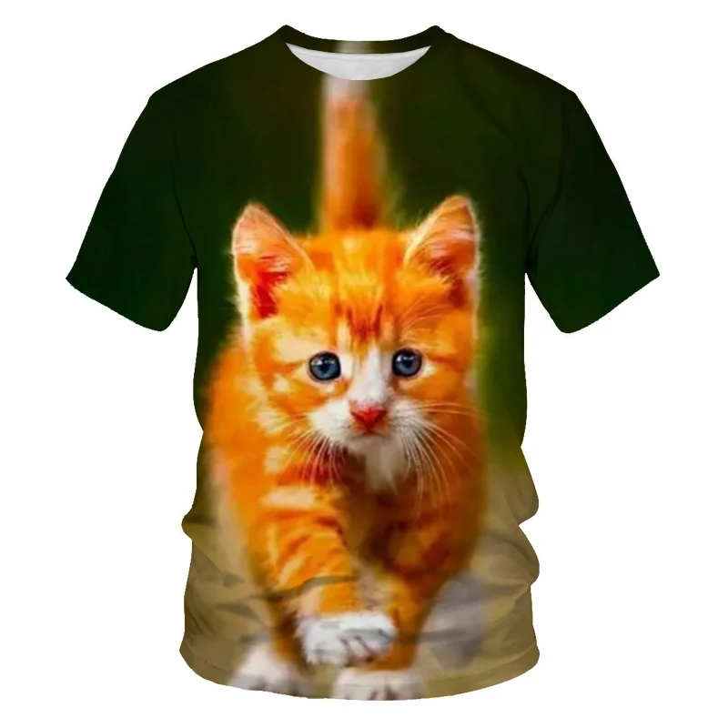 

Men's T-shirt Summer Fashion Cat Casual Sportswear 3D 2021 Women's T-shirt Soft Loose O-neck Short Sleeve 100-6XL