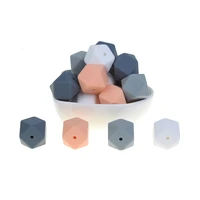 mabochewing 50pcs 17mm loose bpa free hexagon silicone teething beads food grade soft chewing bead baby teethers
