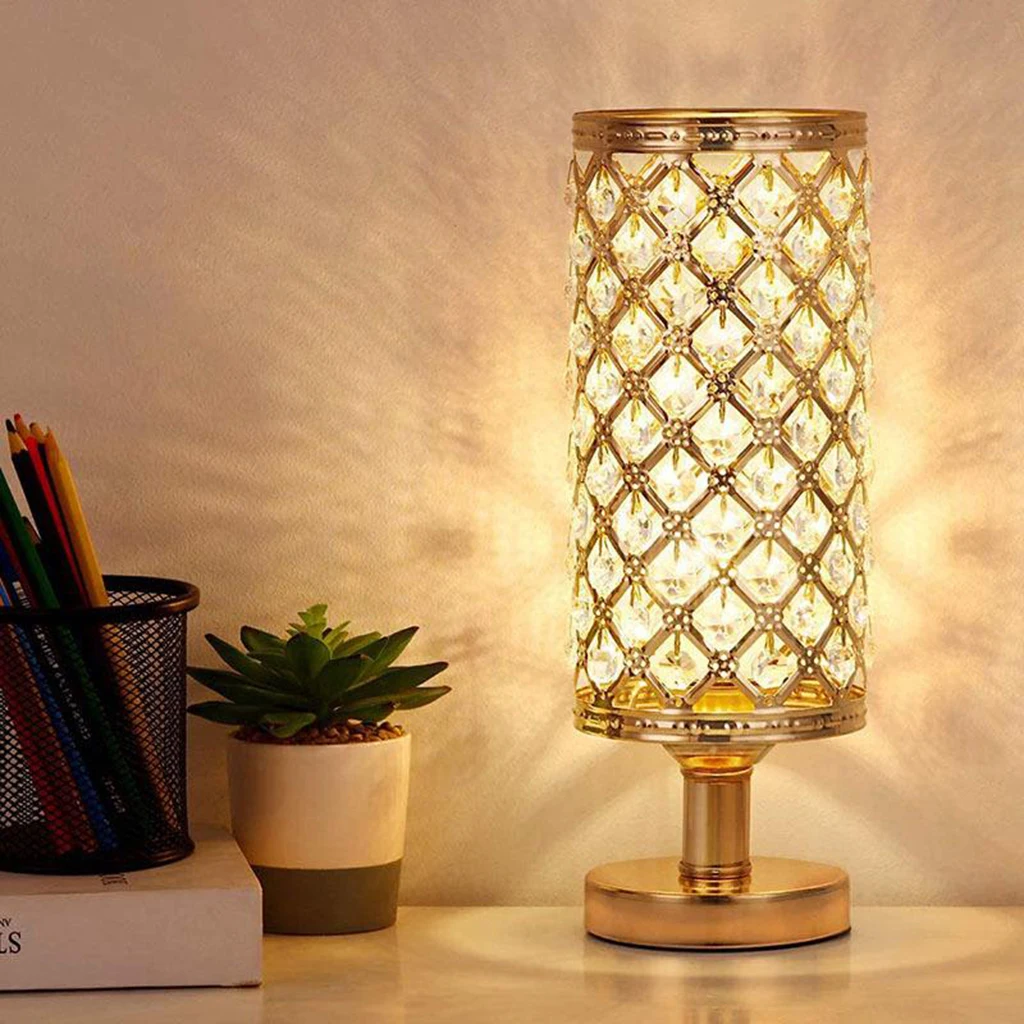 

Crystal Table Lamp Bedside Desk Reading Light Bedroom Decoration