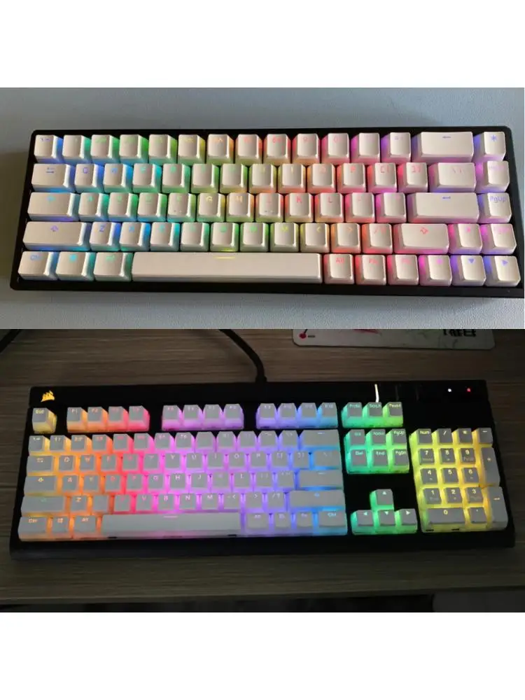 Колпачки для клавиш RGB 143 белый пудинг Двойная кожа молоко колпачок с подсветкой