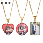 Bluelory персонализированный цвет ожерелье с фото из нержавеющей стали Хрустальное стекло пользовательские ювелирные изделия для любимых друзей домашних животных подарки