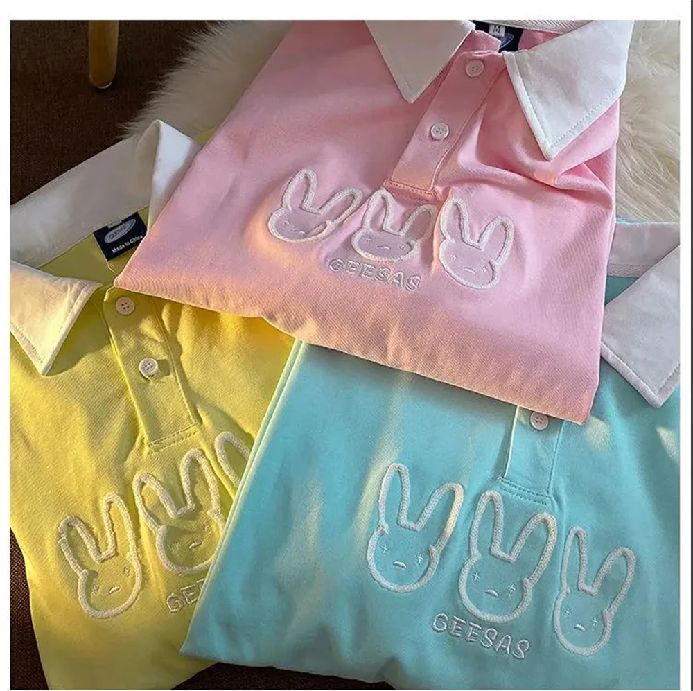 Женская футболка-поло с принтом кролика в японском стиле | одежда