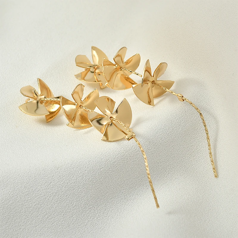 Серьги ручной работы с медным покрытием 18 К настоящее золото передовое чувство