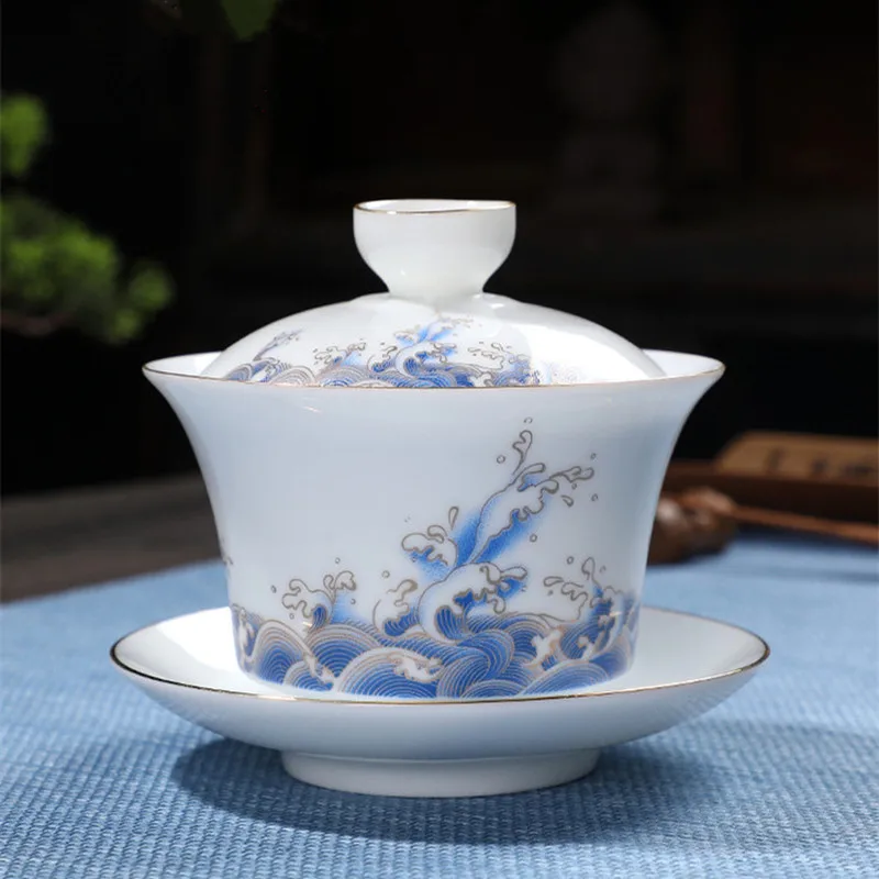 Китайский чайный набор элегантные чайные чашки Gaiwan керамическая чашка 120 мл с