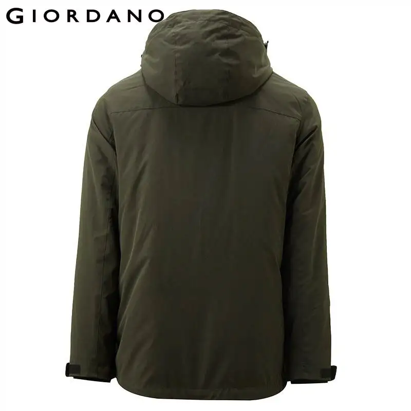 Giordano мужские куртки Графический полиэстер заполненный съемный пальто водонепроницаемый полиэстер толстые теплые мужские куртки 01079697