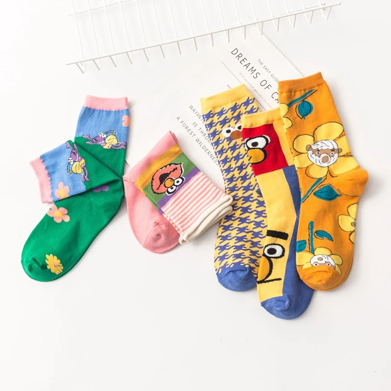 Ulzaang унисекс забавные носки с героями мультфильмов Harajuku Cool скейтборд Sokken INS Art