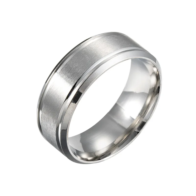 

Wide matte double beveled edge simple men's ring