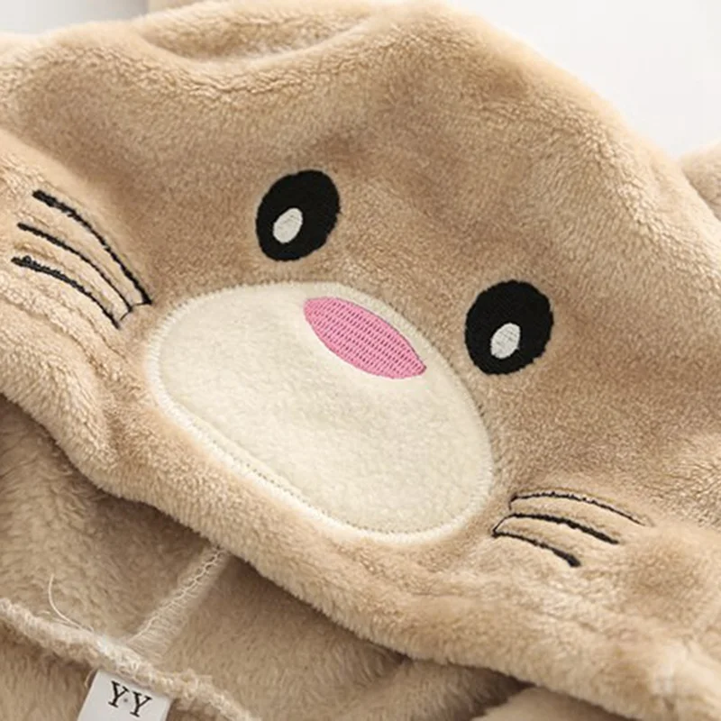 2019 г. Новые фланелевые детские халаты банный халат с заячьими ушками для