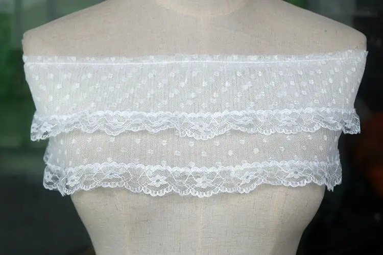 Плиссированные черно-белые кружевные аксессуары 5 метров воротник с рукавами