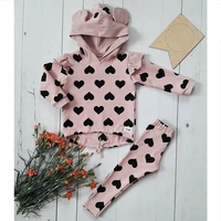 autumn new toddler baby girl clothes sets print kid top ear hooded pullover trousers pants cotton clothes 1 5y