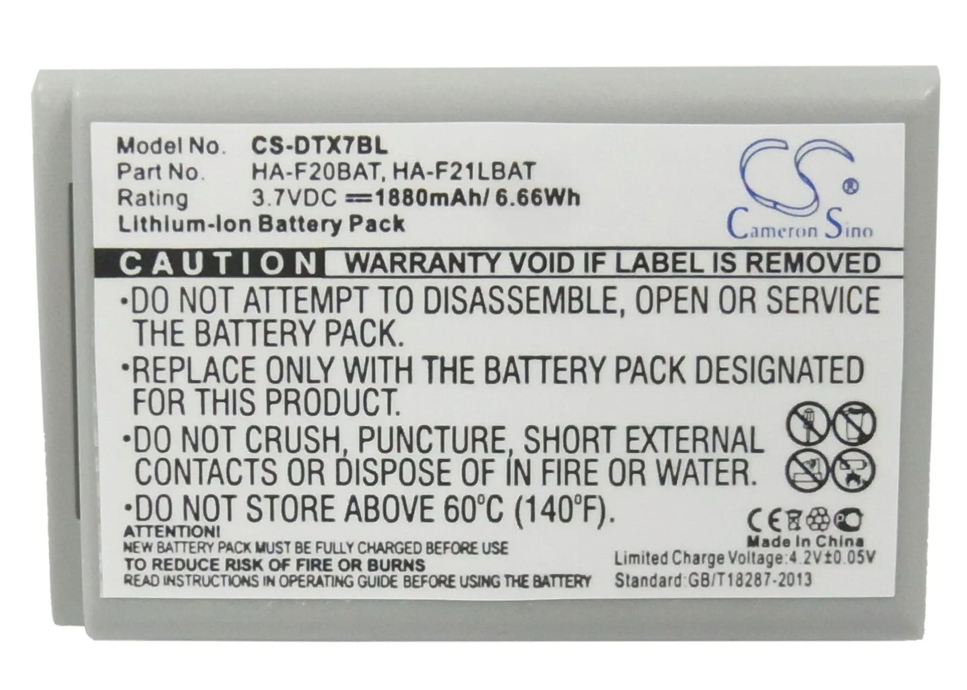 

Cameron Sino 1880mAh Battery For Casio DT-X7 DT-X7M10E DT-X7M10R,HA-F21LBAT