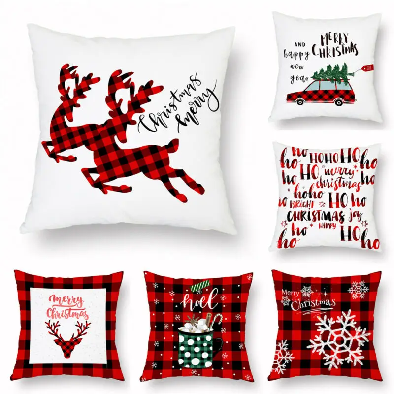 Праздничные рождественские наволочки с Санта Клаусом хлопковая льняная