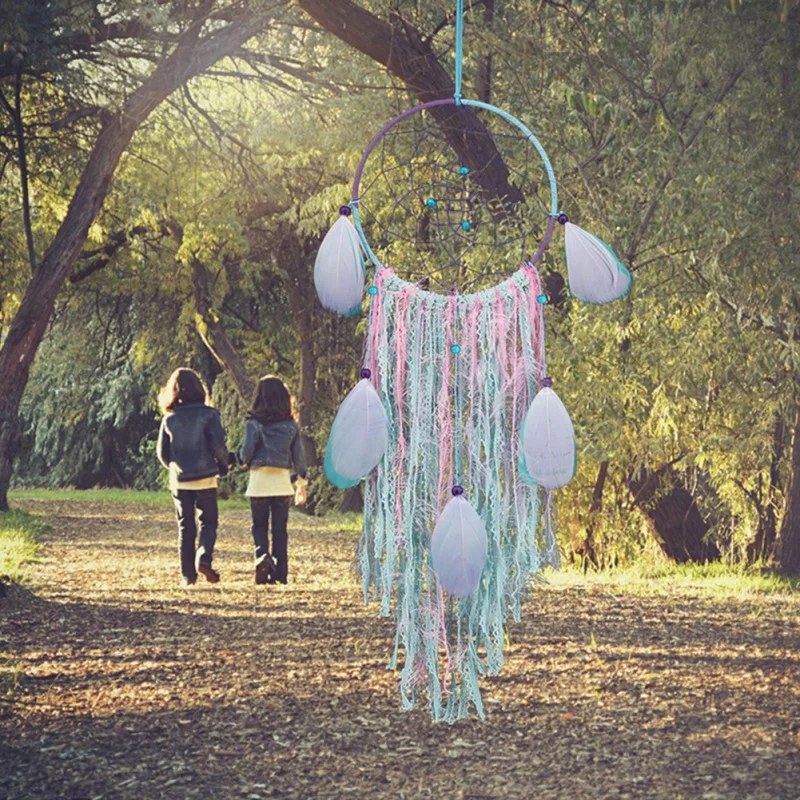 

Wall Dreamcatcher Led Handmade Feather Dream Hungter Braided Wind Chimes Art For Dreamcatcher Hanging Car Home Decor, New