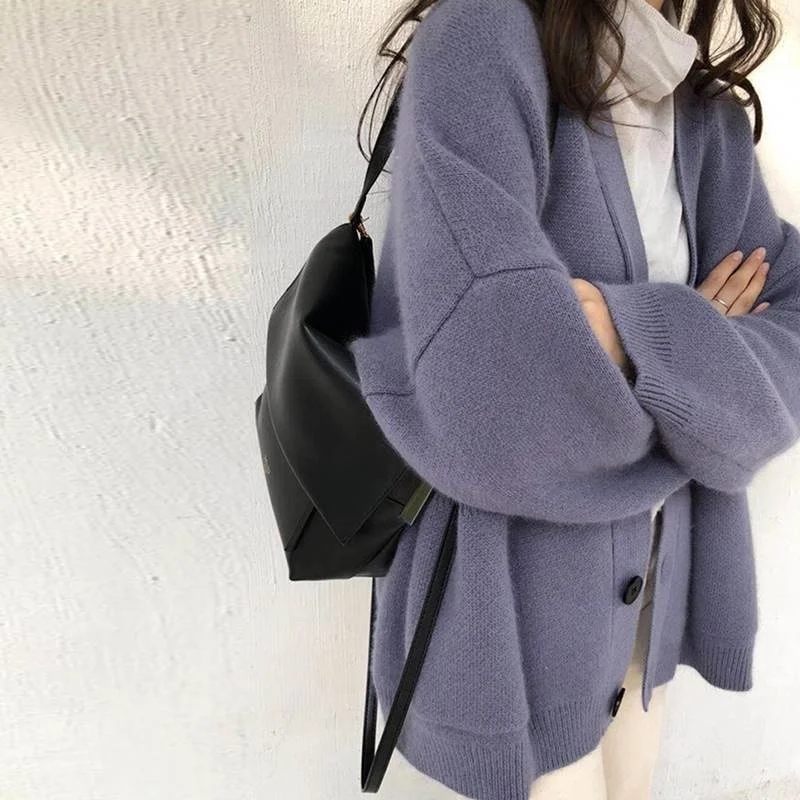 

Женский свитер средней длины из трех нитей, Свободное пальто Kio