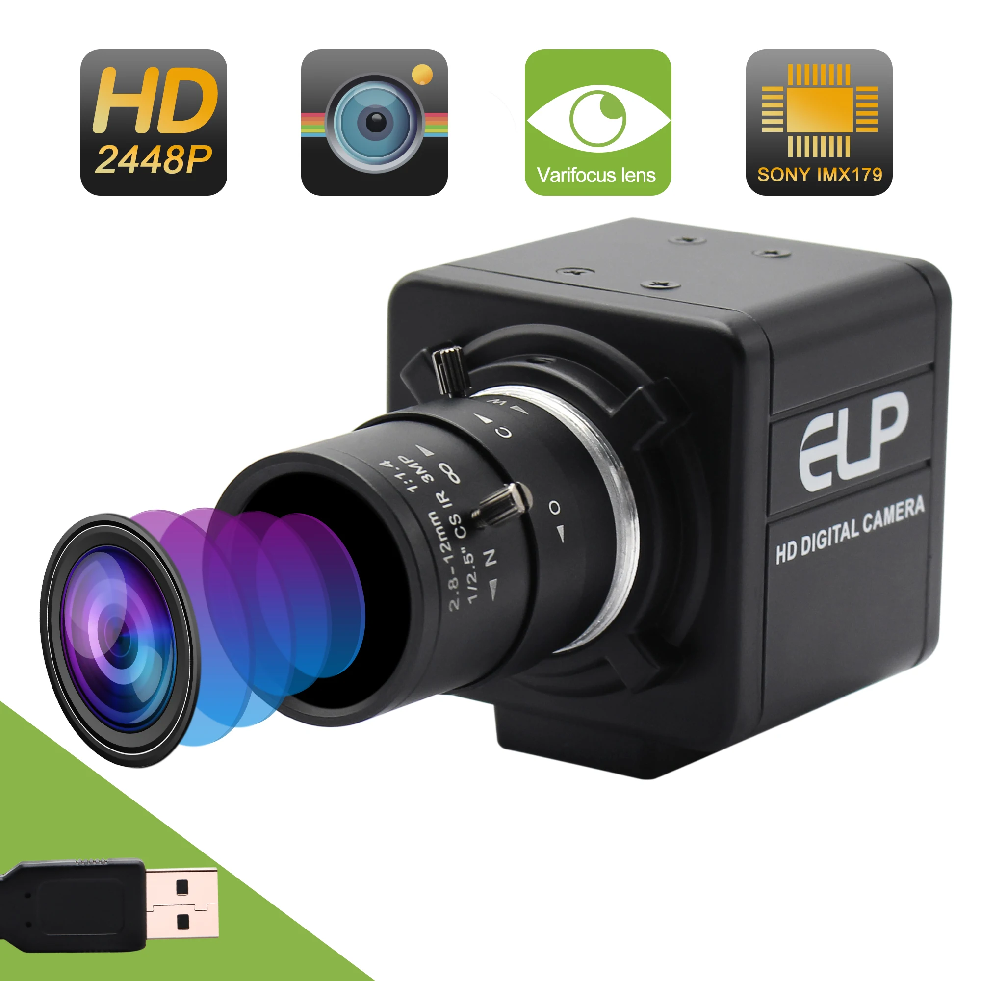 2.8-12mm varifocal lens MJPEG 8MP usb webcam Sony IMX179 digital video box inside surveillance camera module | Безопасность и