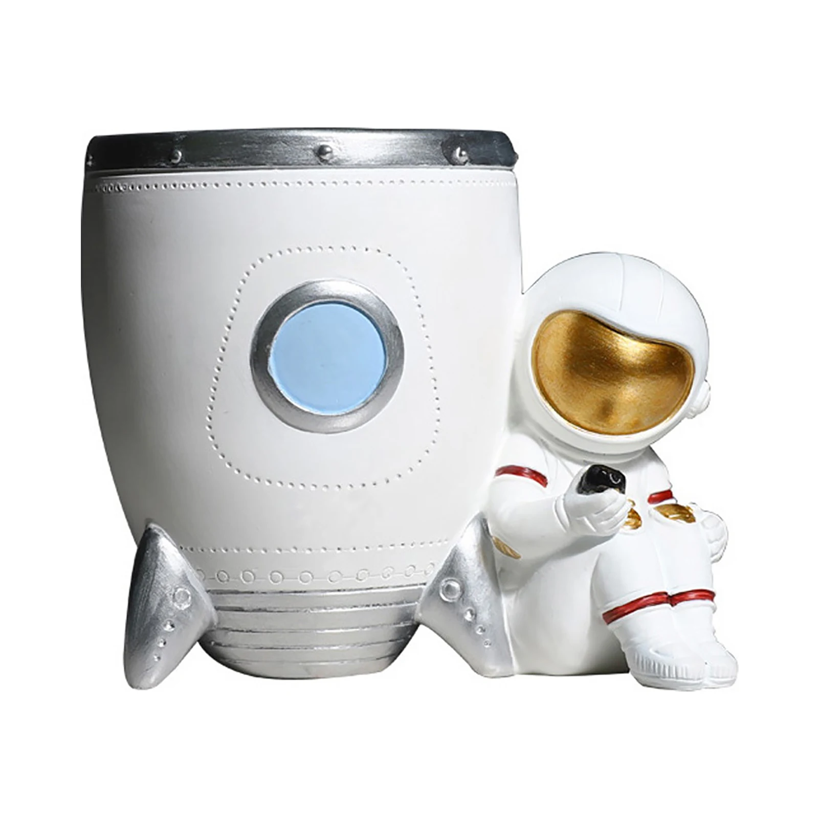 

Cute Home Office Art Supply Desk Organizer Stationary Resin Astronaut Design Storage Box Bedroom Universal Pencil Holder Gift