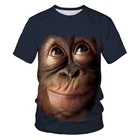 Футболка с 3D принтом обезьяны, новая футболка с животным принтом для мужчин и женщин, рубашка с круглым вырезом и коротким рукавом, интересная Повседневная графика