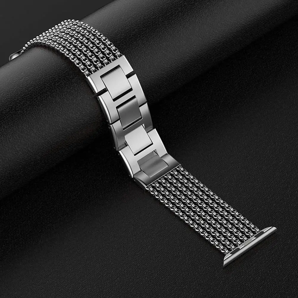 Серебристый Wearlizer ремешок для спортивных часов для Apple Watch 5 ремешок из нержавеющей стали сменный ремешок для наручных часов ремешок для iwatch Группа 42 мм серия 4 3 2 1 - Цвет ремешка: Серебристый