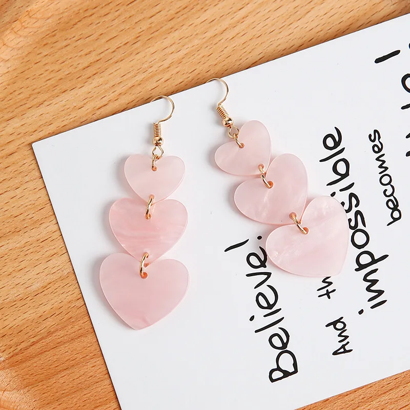2018 новые корейские женские простые Розовые Геометрические серьги подвески с
