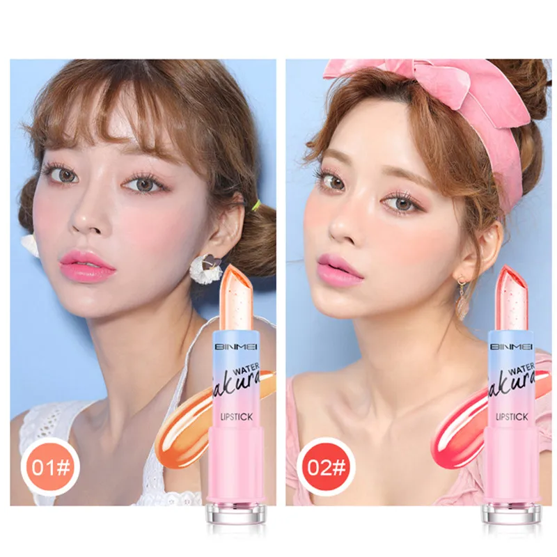 Прозрачная Желейная помада розового цвета меняющая температуру прозрачный