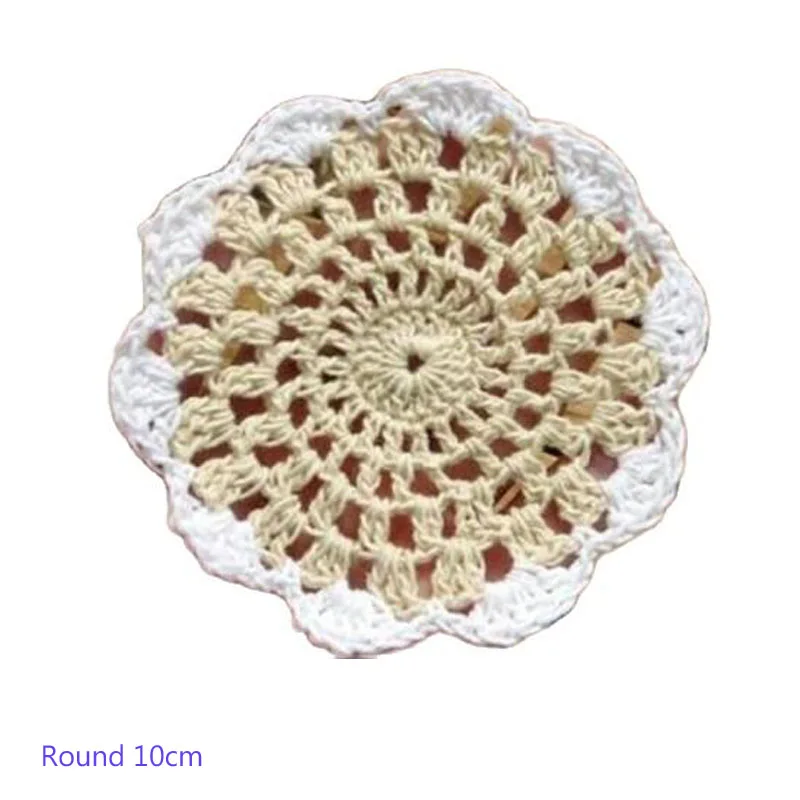 

Round Handmade lace cotton table place mat cloth crochet placemat pad coaster cup mug wedding Christmas doily dining kitchen