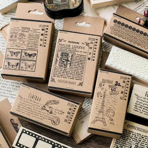 1 шт. Ретро Художественная серия креативный штамп Деревянный резиновый