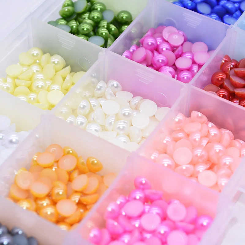 1000Pcs Pearl Stickers Trim Rhinestones for Nails Phone DIY Flatback Manicure Pearl Beaded Appliques Clothes Stickers