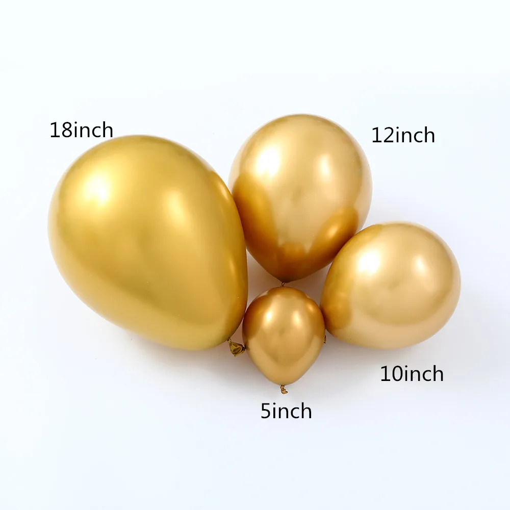 gold 5/10/12/18 дюймовый металлический шар, металлическая хромированная воздушных шаров из латекса, большой круглый воздушный шар с гелием одежда для свадьбы, дня рождения украшения Globos - Цвет: gold