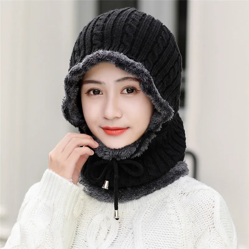 Женская вязаная шапка шапочки с шарфами теплые зимние хлопковые шапки пандой для