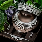 HIBRIDE эксклюзивное ожерелье серьги кольцо браслет набор для женщин Свадебные аксессуары Подарки CZ свадебное украшение Свадебное колье N-866