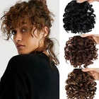 Верд вьющиеся прямые волосы челка клип натуральный стиль черный, темно-коричневый светло-коричневый синтетические термостойкие волокна подходит для женщин