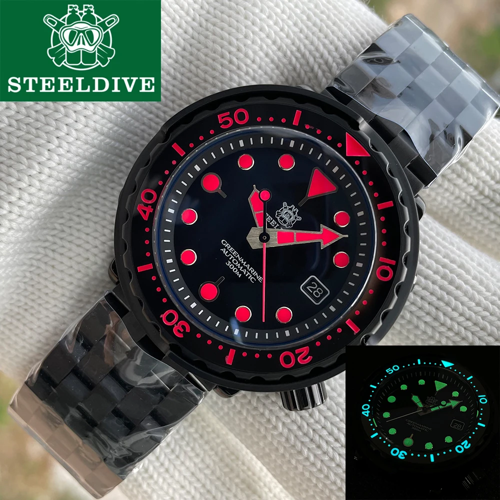 

Супер Светящиеся черные часы STEELDIVE SD1975XT PVD, водонепроницаемые часы 30 атм NH35, автоматические механические Спортивные часы для дайвинга для му...