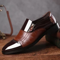 men new fashion trendy low heel british casual shoes male breathable slip on leisure pu patent leather pointed toe business shoe