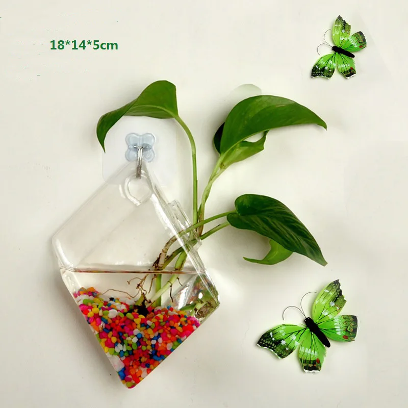 Прозрачные настенные Висячие стеклянные вазы для рыбы прозрачные дома сада