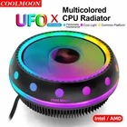 Кулер для процессора UFO PC, тихий кулер с RGB-светодиодом, радиатор для Intel LGA 115X 775 AMD