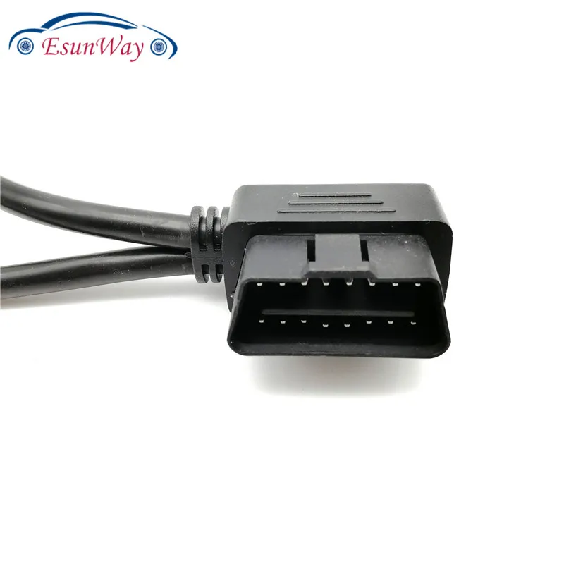 OBD2 16 Pin штекер двойной Женский Удлинительный кабель, OBD Y КАБЕЛЬ, адаптер OBD твердость провода для VW, AU-DI
