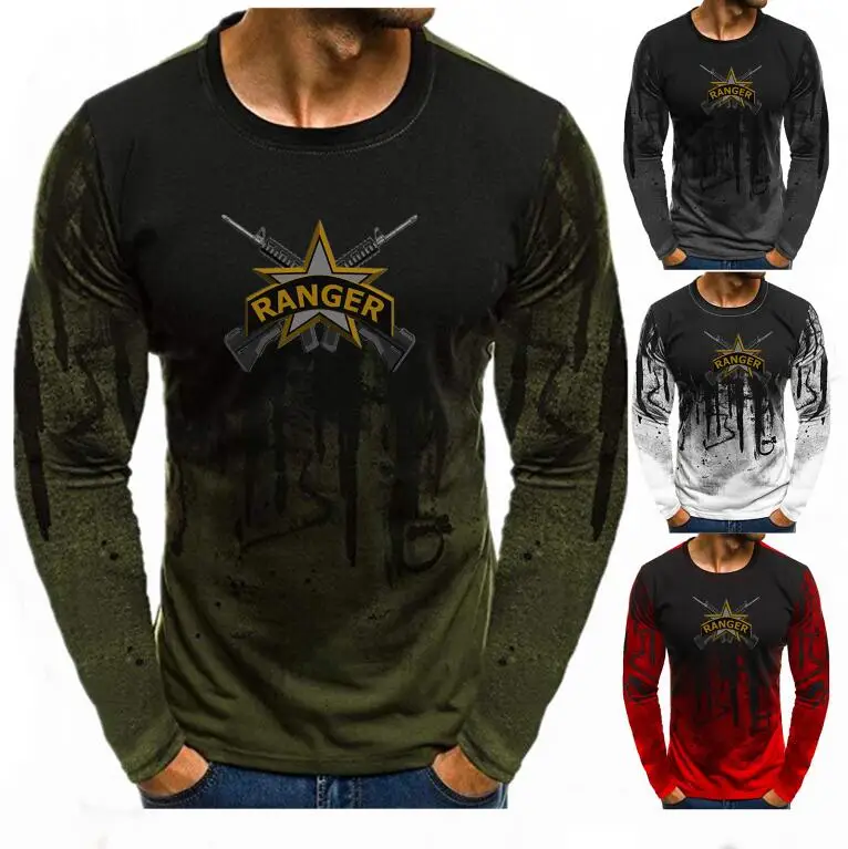 Мужская футболка с принтом армейских рейнджеров США градиентный цвет Базовая