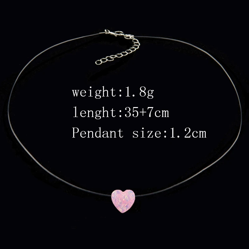 2019 Female Transparent Fishing Line Necklace Silver Invisible Chain Women Bright Heart Choker Collier Femme | Украшения и