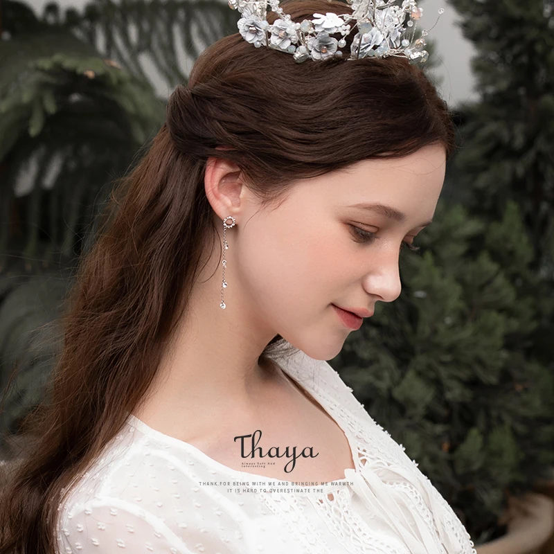 Женские серьги гвоздики с опалом Thaya сережки из стерлингового серебра 925 пробы