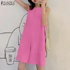 Комбинезон ZANZEA женский с круглым вырезом, однотонный свободный Ромпер без рукавов, повседневный короткий комбинезон с широкими штанинами, лето 2022