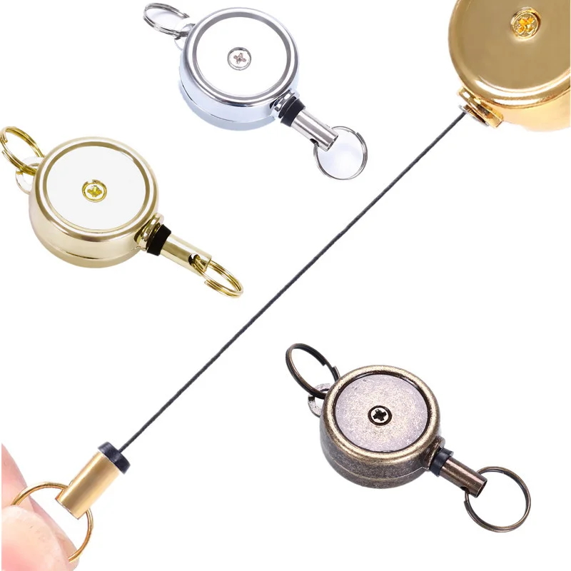 

Zinic Alloy Badge Reel Colorful Easy Pull Keychain ID Work Card Accessories Lanyard Anti-lost Retractable Badge Holder Buckle