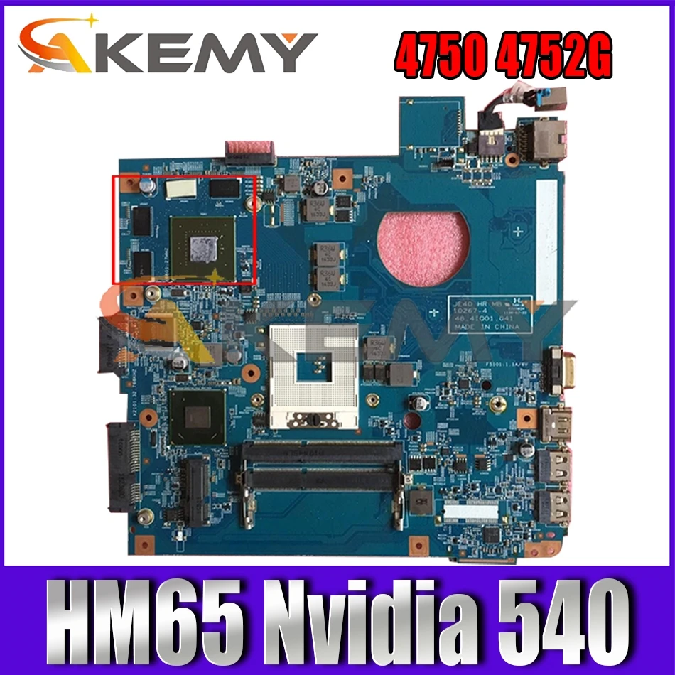 

AKEMY JE40 HR MB 10267-4 48.4IQ01.041 For acer aspire 4750 4752G motherboard HM65 Nvidia 540
