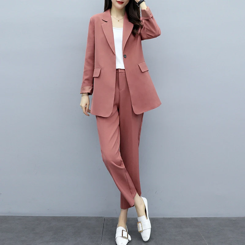 Женский брючный костюм из двух предметов повседневный облегающий большого
