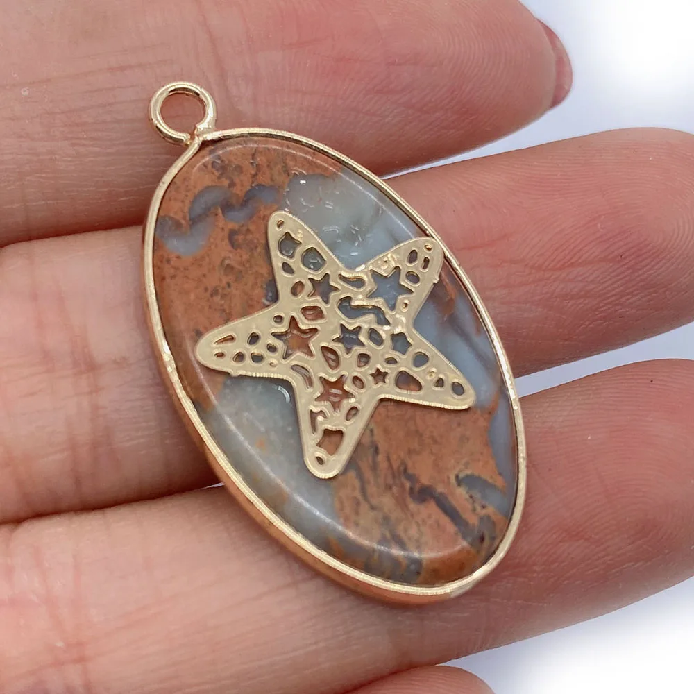 Подвеска из натурального полудрагоценного камня овальная подвеска одного