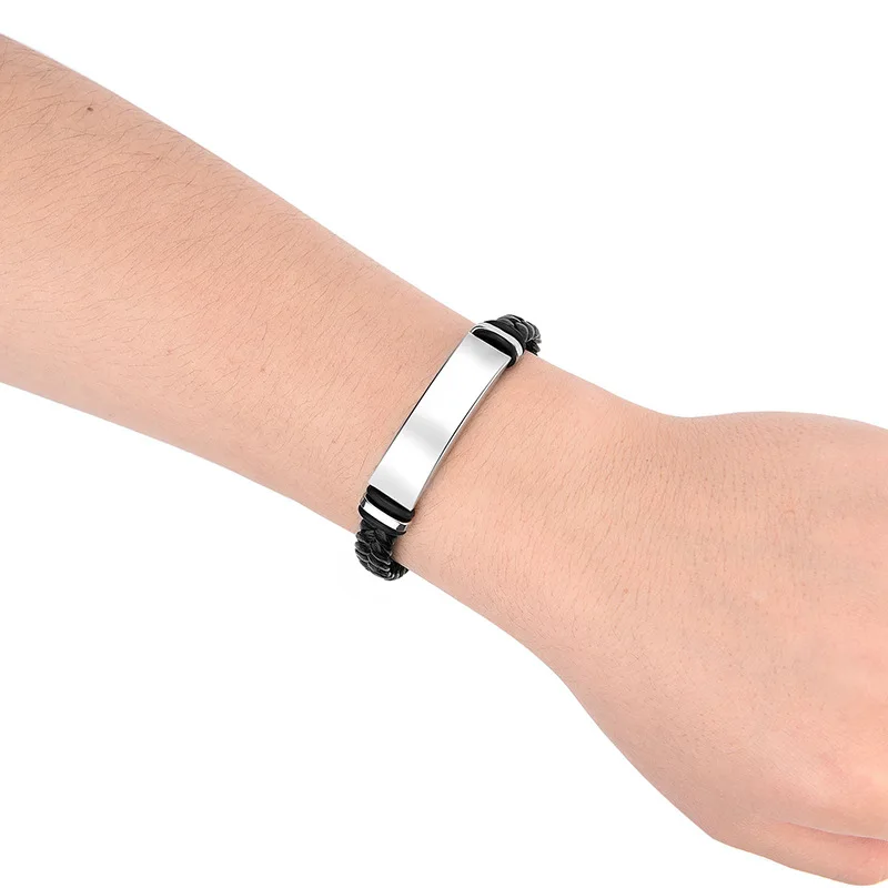 Уникальный из плетеной кожи ручной работы браслеты нержавеющей стали для мужчин