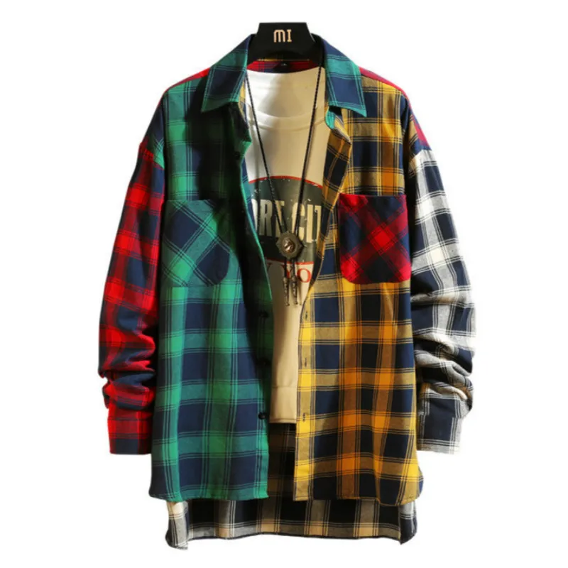 2020 новые модные повседневные клетчатые кофты с длинным Мужская рубашка длинными