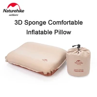 naturehike outdoor inflatable pillow 3d comfortable silent camping travel break foldable sponge pillow 0 3kg portable storage
