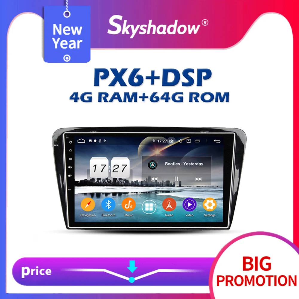 Автомобильный DVD плеер PX6 DSP Android 10 4G + 64 Гб 1 дюйма IPS GPS Map RDS автомобильное радио wifi