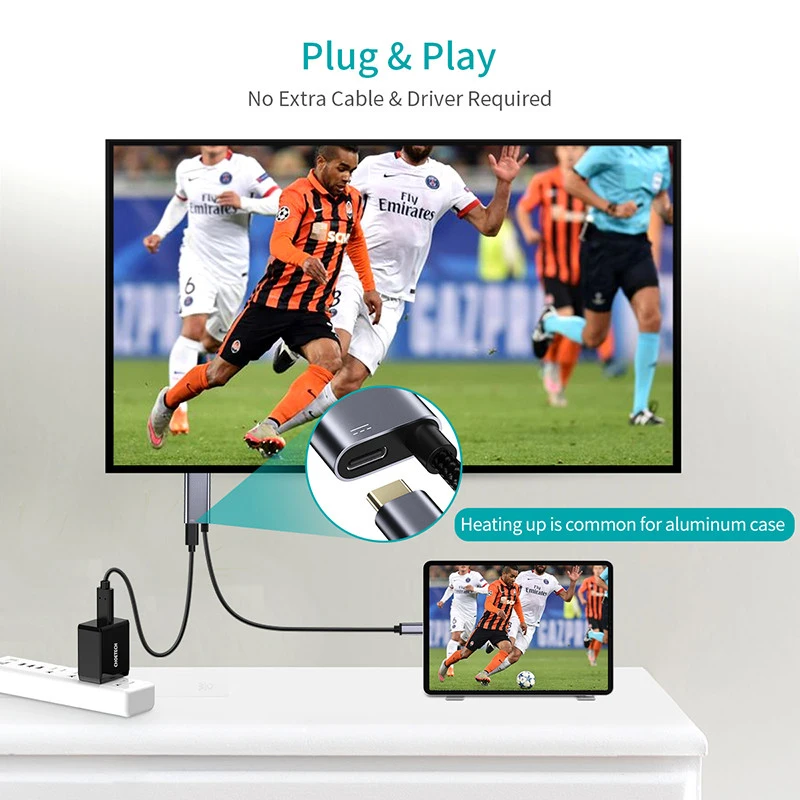 USB Type C to HDMI-compatible Cable 4K USBC Video Adapter for Thunderbolt3 Converter for MacBook Samsung S21 Type C to PD UHD TV