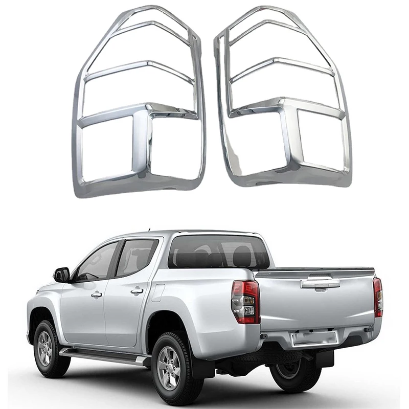 

For Mitsubishi Triton L200 2019 2020 2021 Exterior ABS Chrome Rear Tail Light Taillight Lamp Cover Car Styling Accessories